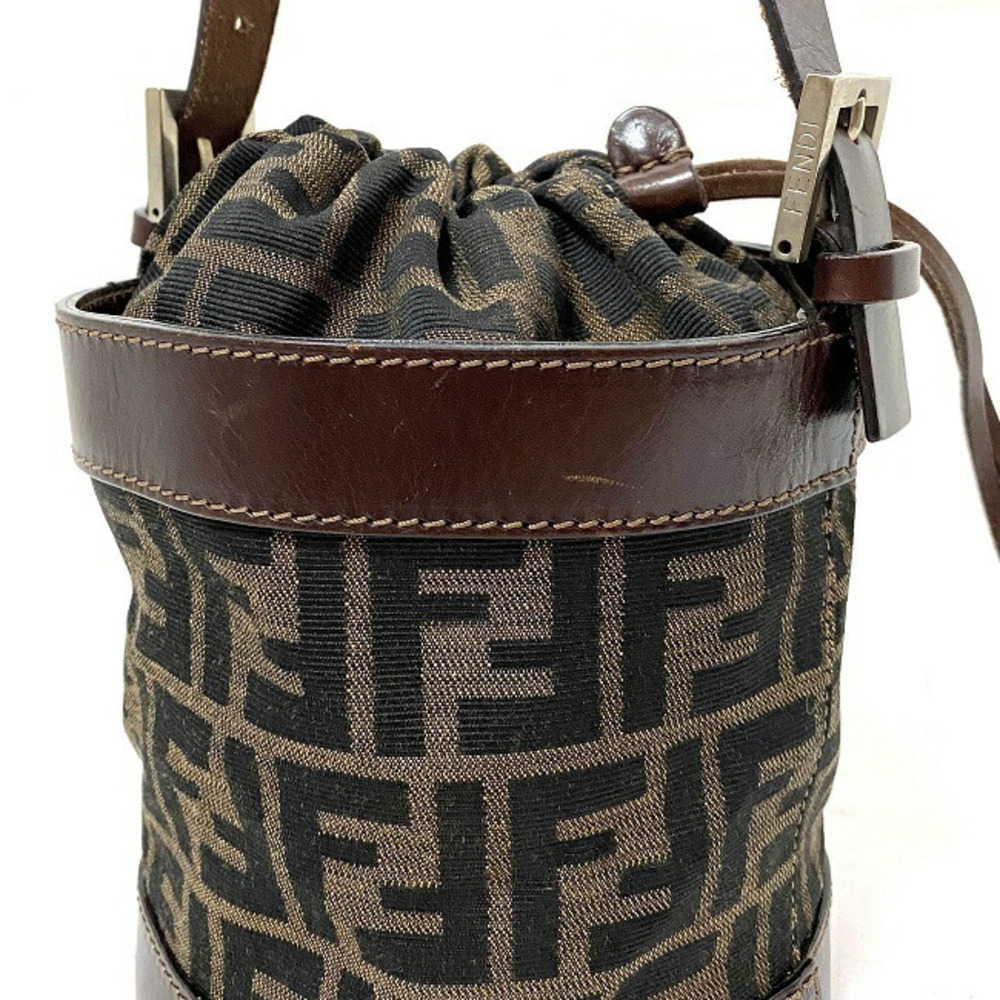 Fendi Bucket Bag Canvas Leather Drawstring Khaki Brown - Picture 5 of 10